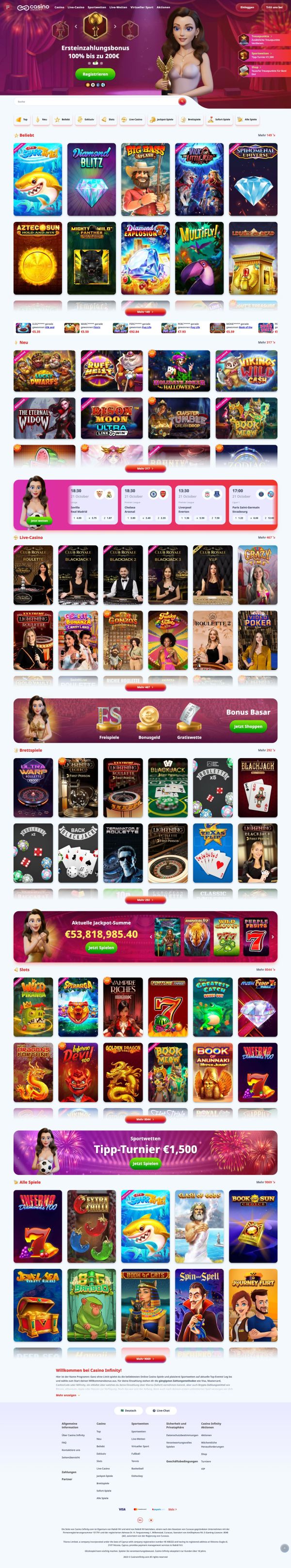 chyť high roller bonus v Casino Infinity