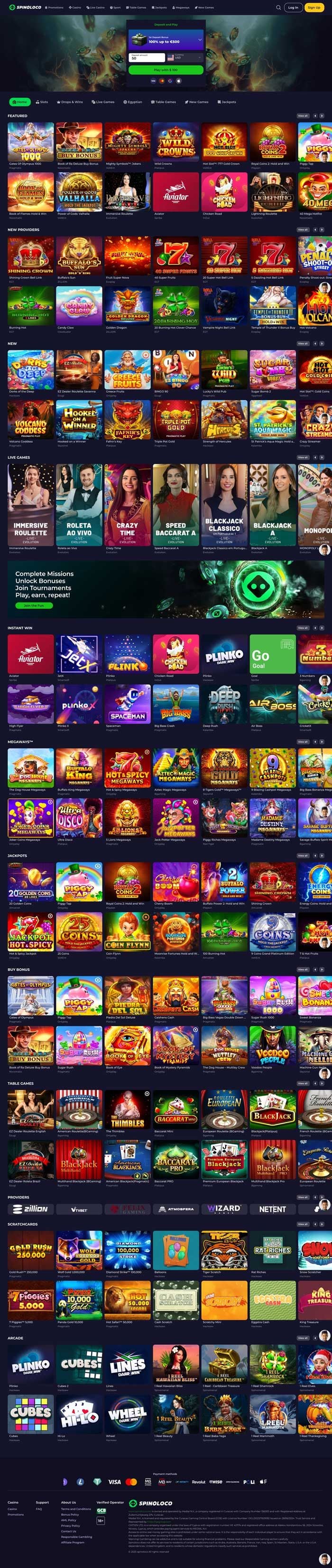 Spinoloco Casino interface screenshot