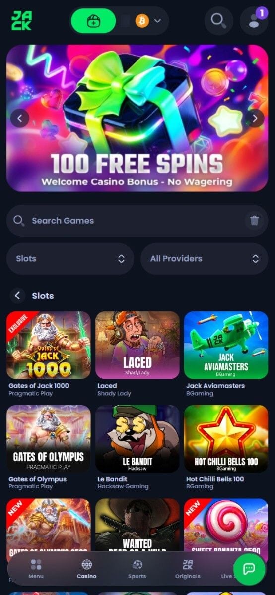 Jack.com Casino Games Lobby