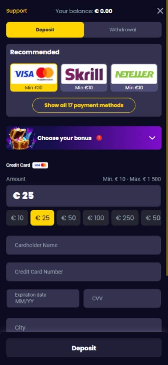 SlotsGem Casino Payments