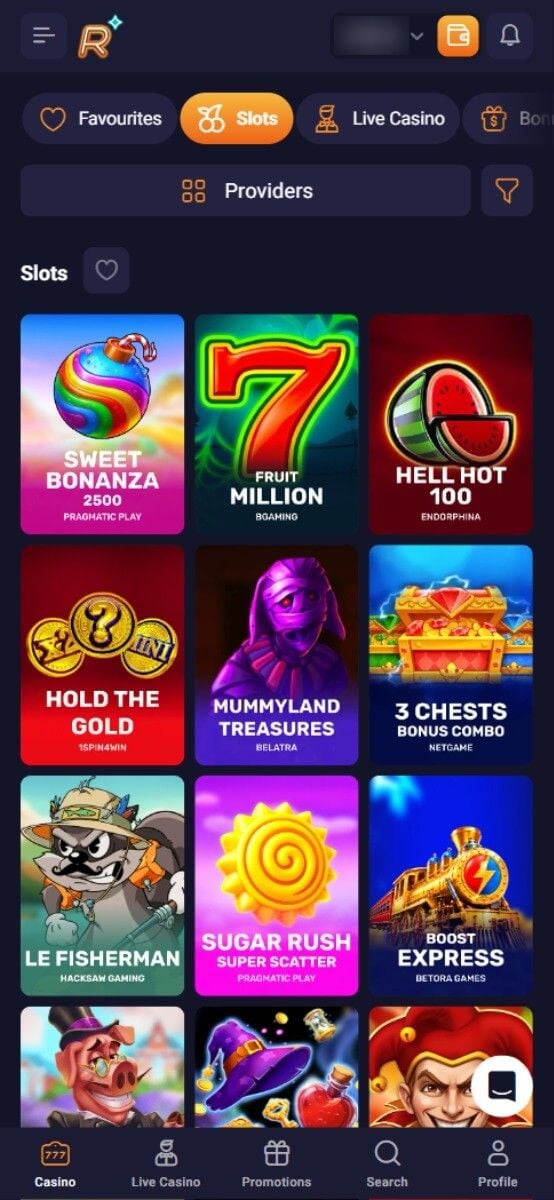 Retro Bet Casino Games Lobby