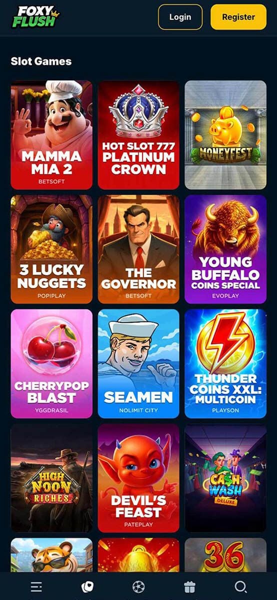 FoxyFlush Casino Games Lobby