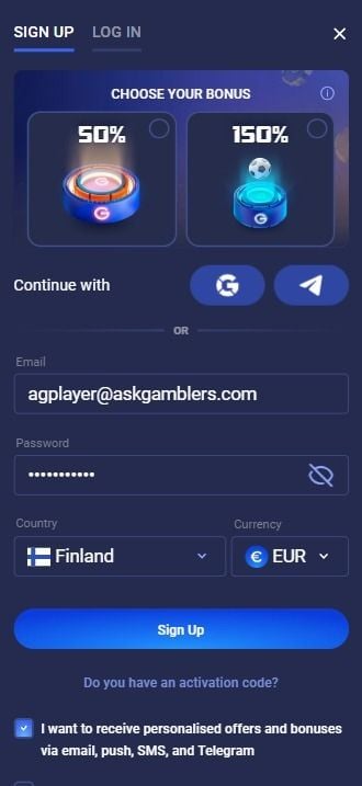 legzo casino registration