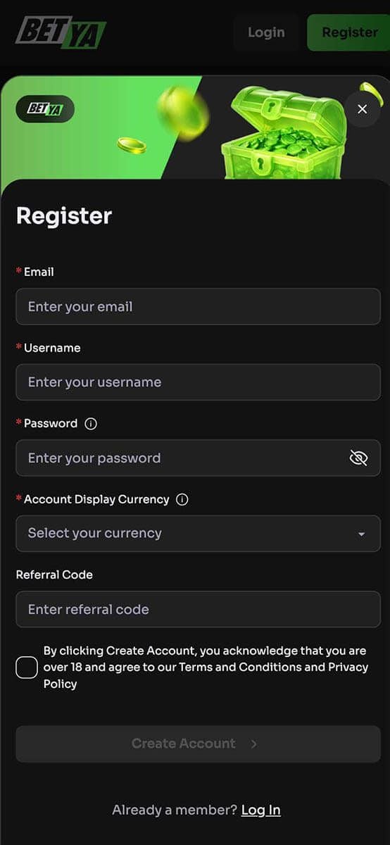 Betya Casino Registration Form