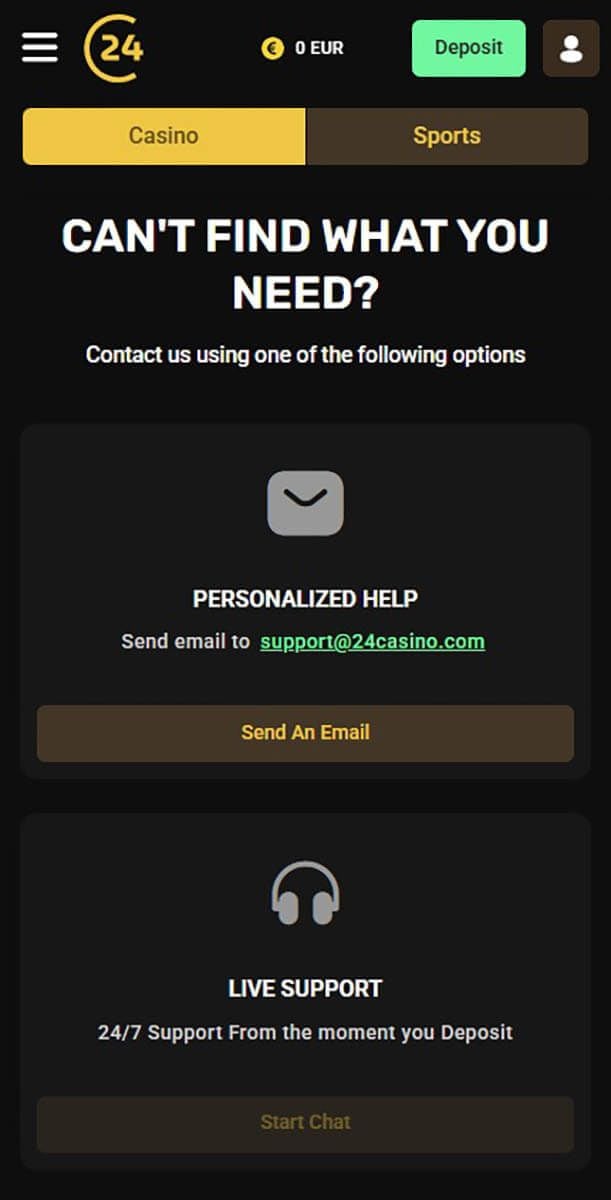 24Casino Live Chat