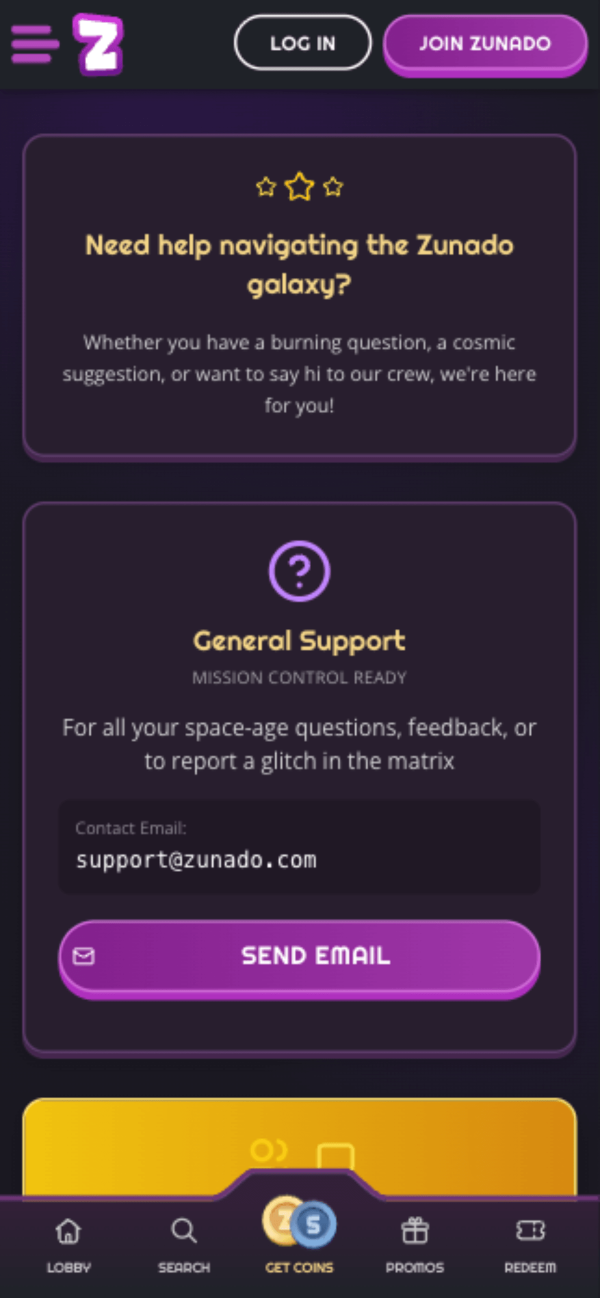 Zunado Casino Support