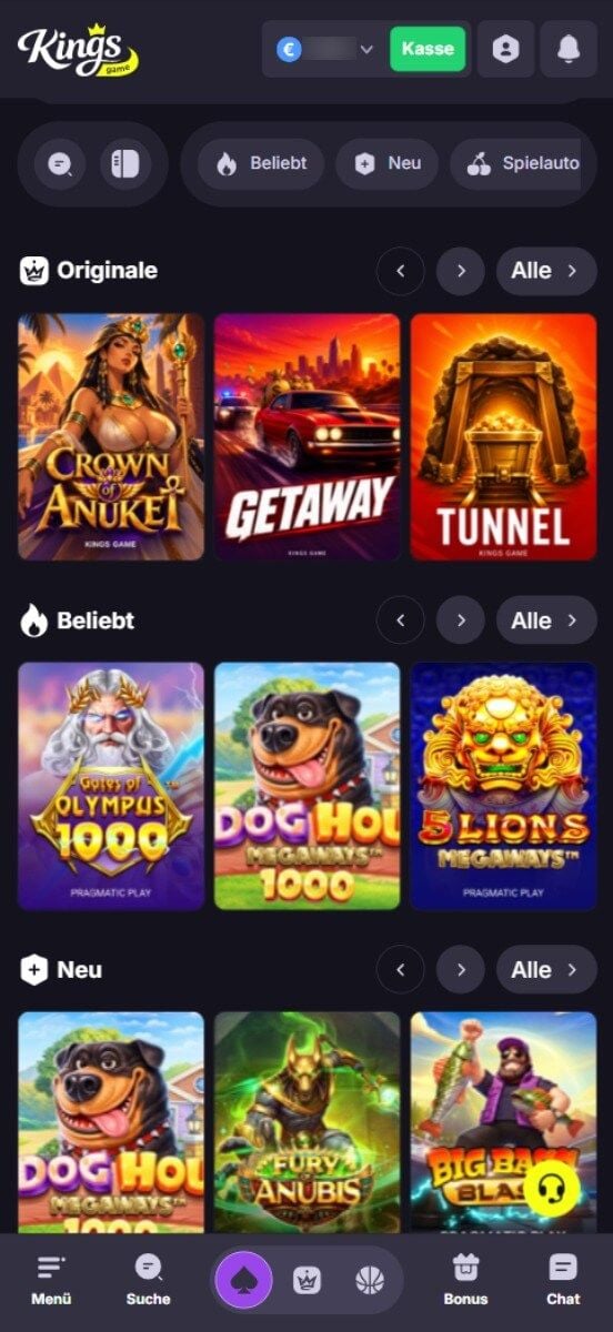 Kings Game Casino Spiele