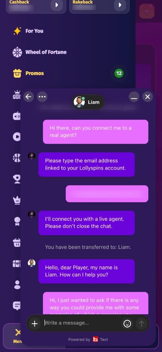 Lolly Spins Casino Support
