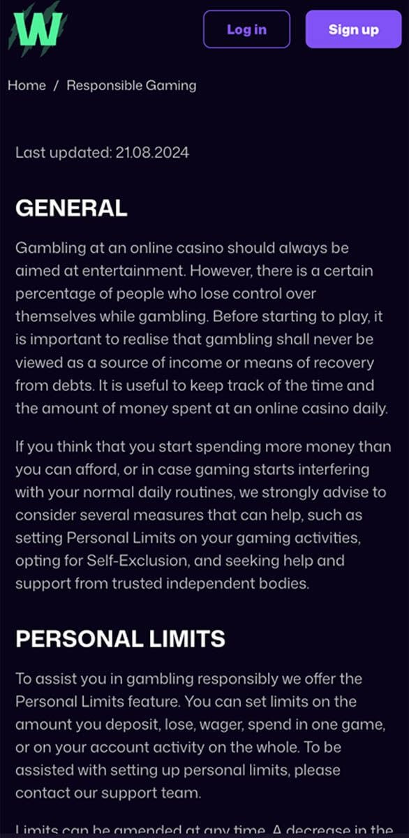 Win Beast Casino Responsible Gambling Tools