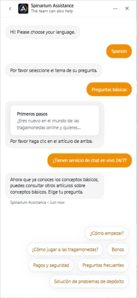 Spinarium Casino Atención al cliente