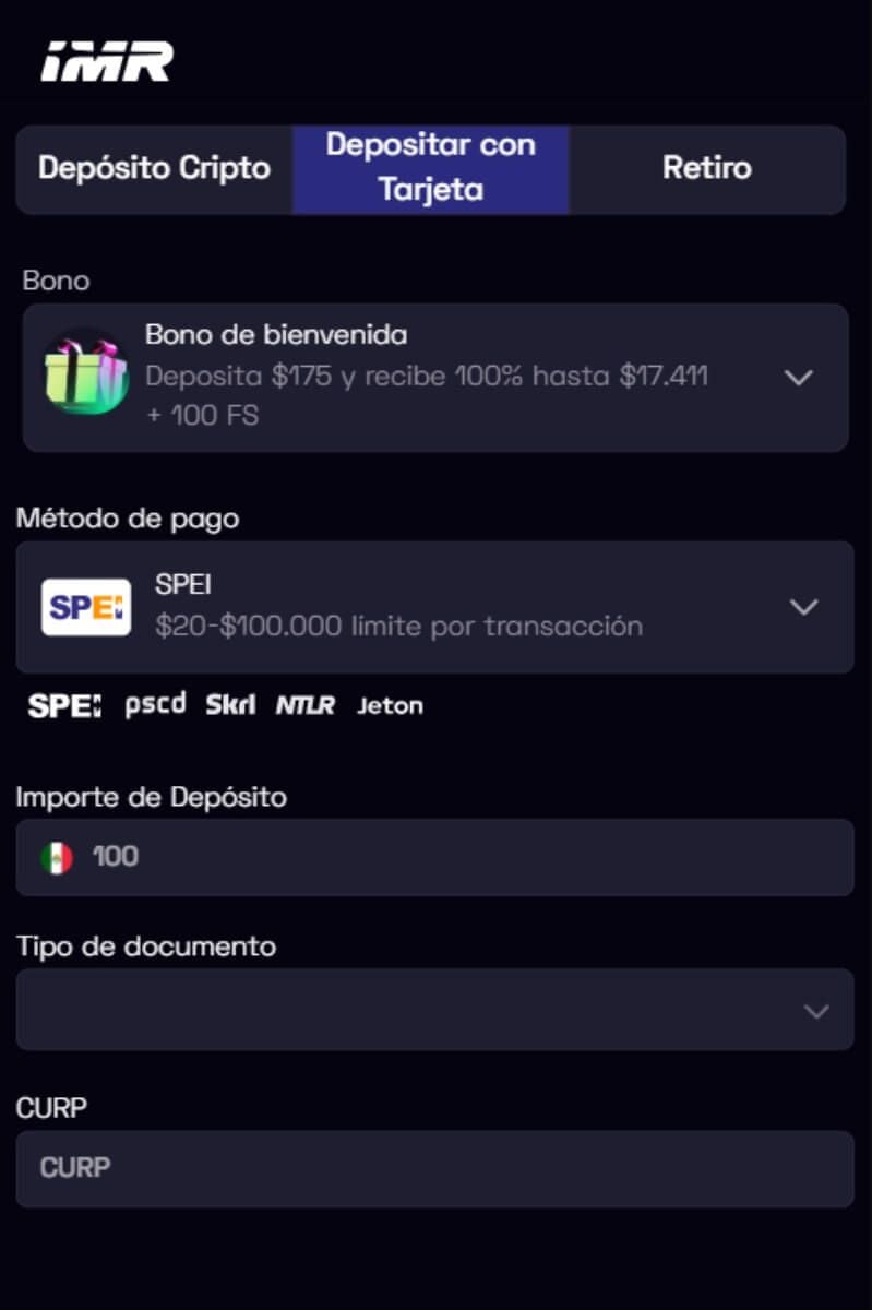 Immerion Casino pagos