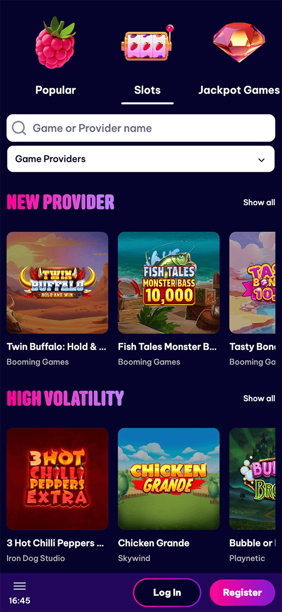Berriez Casino Games Lobby