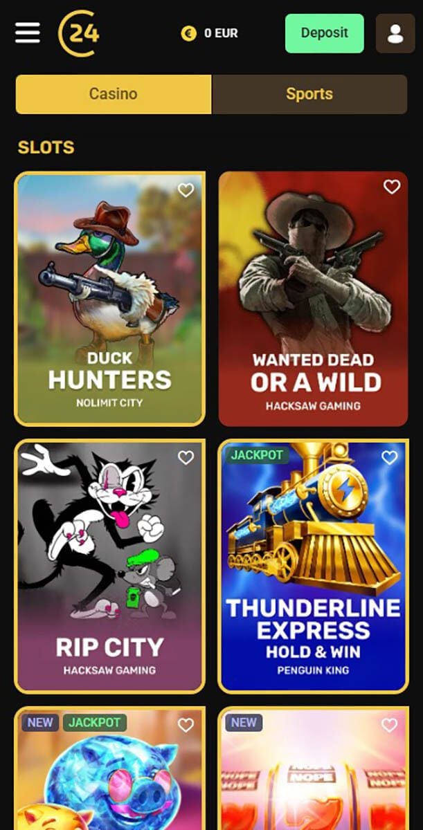 24Casino Games Lobby