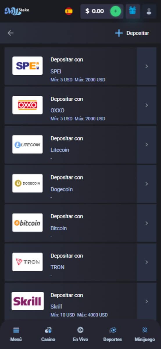 MyStake Casino Pagos