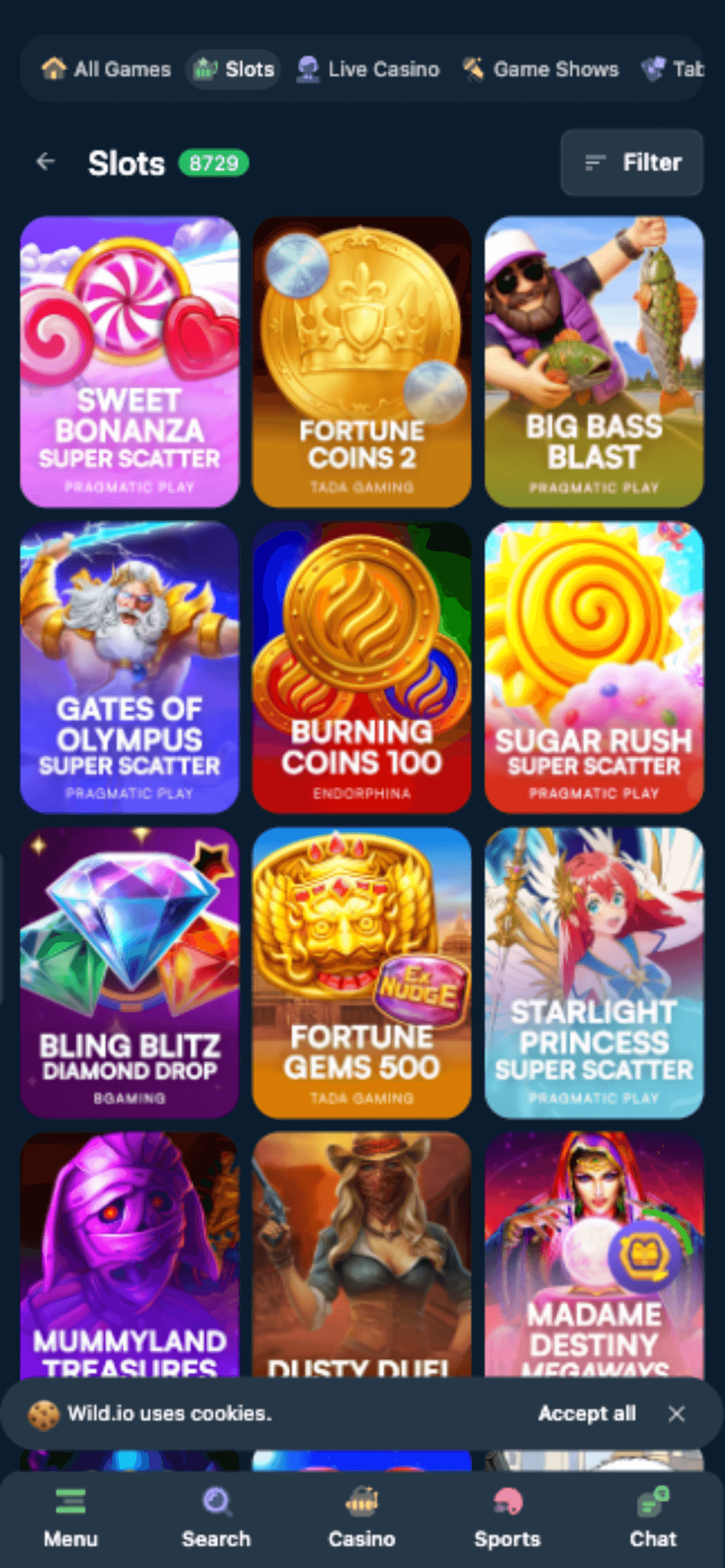 Wild.io Casino Games Lobby