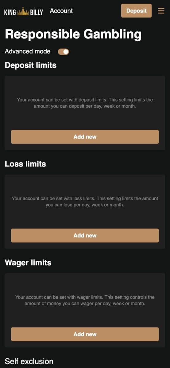 King Billy Casino Responsible Gambling