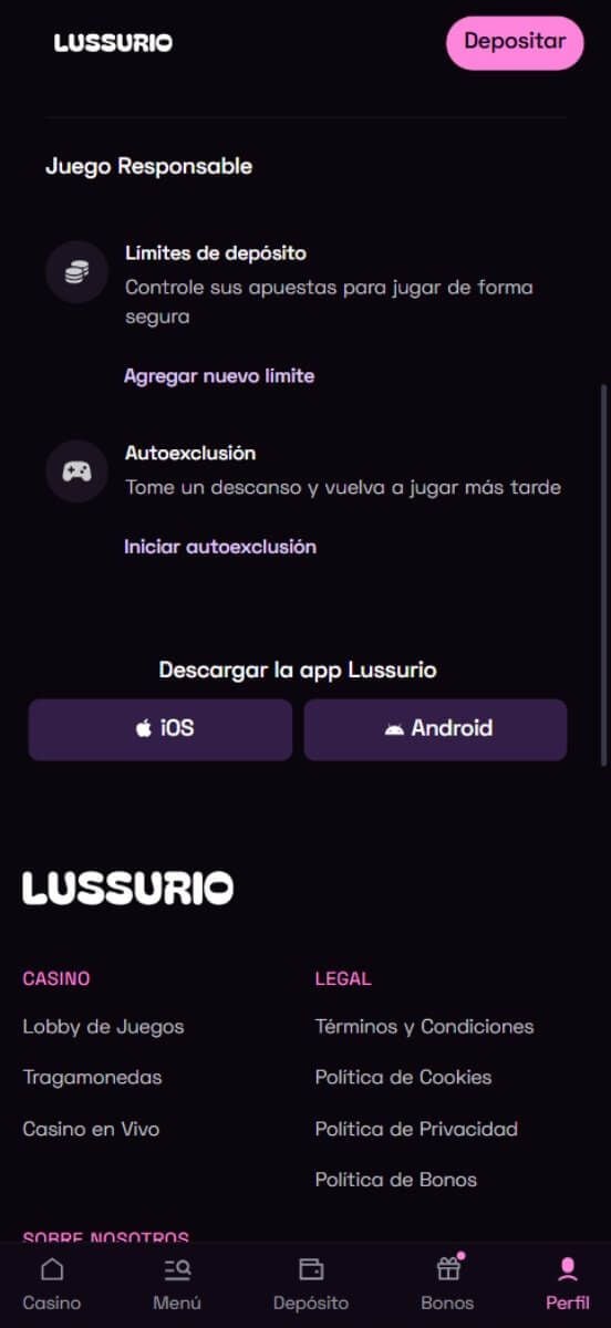 Lussurio Casino juego responsable