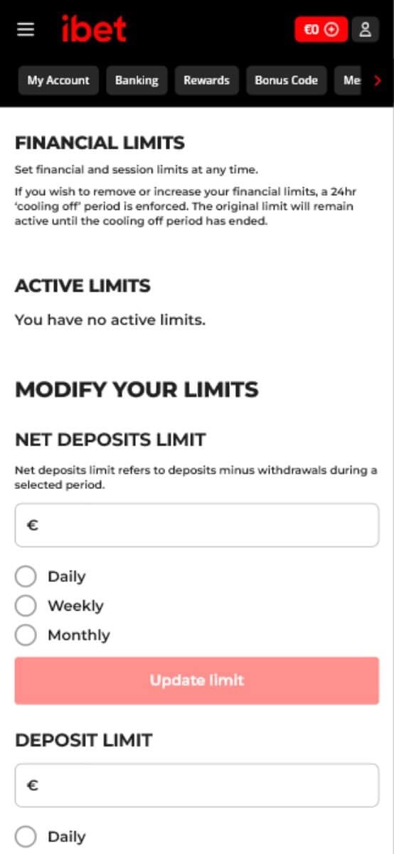 ibet Casino Responsible Gambling Tools