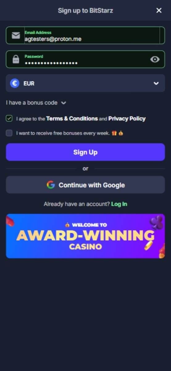 BitStarz Casino Registrierung