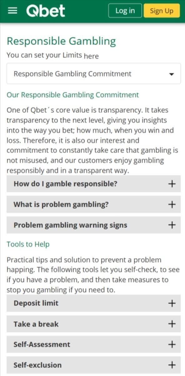 Qbet Responsible Gambling