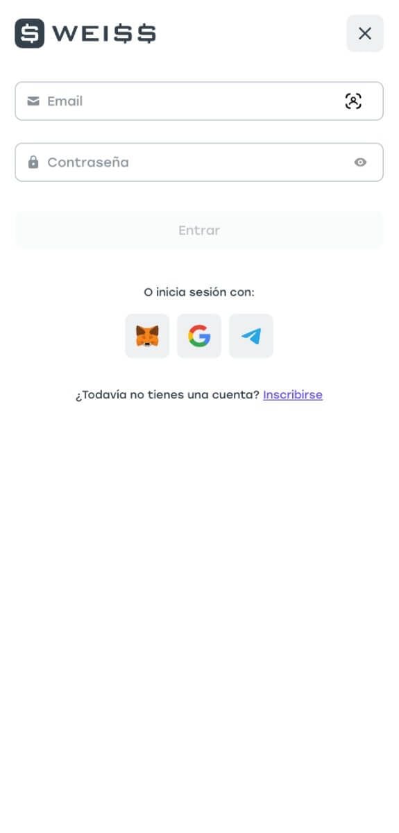 Weiss Casino formulario de registro