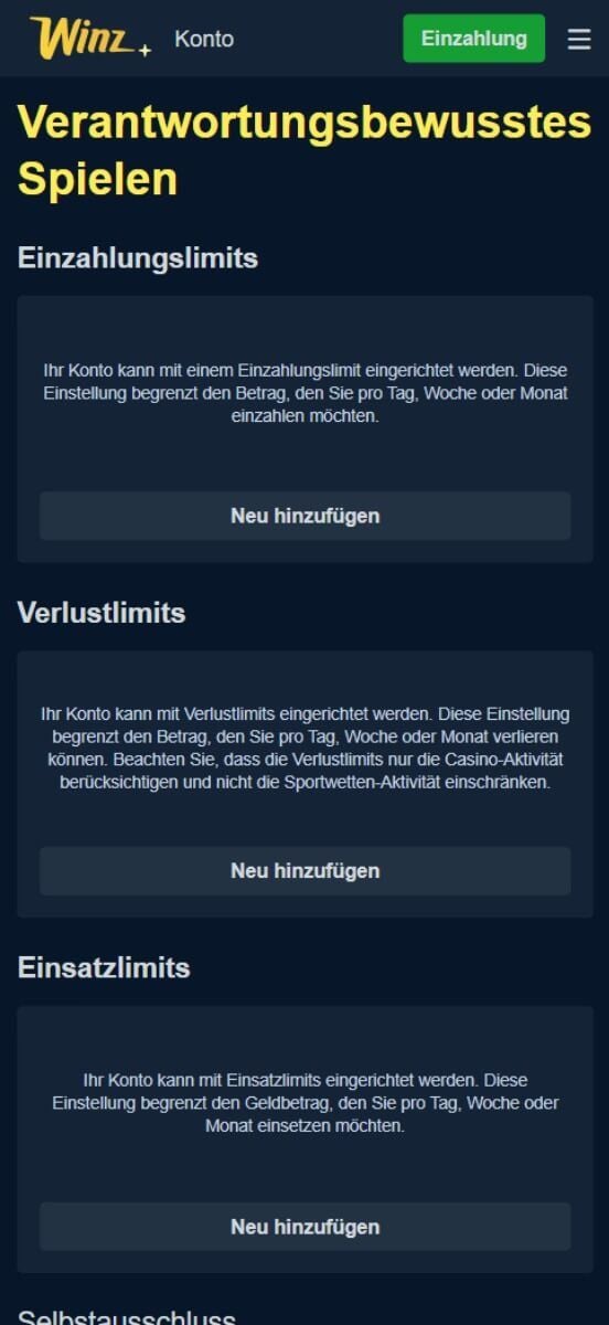 Winz.io Casino verantvortungsvolles Spielen