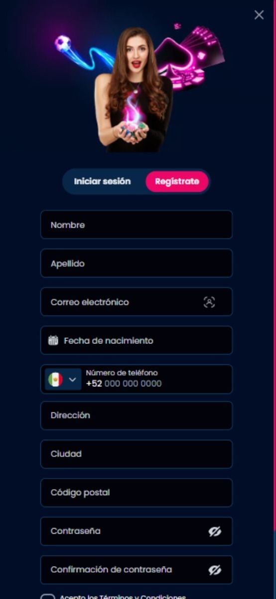 Del Oro Casino formulario de registro