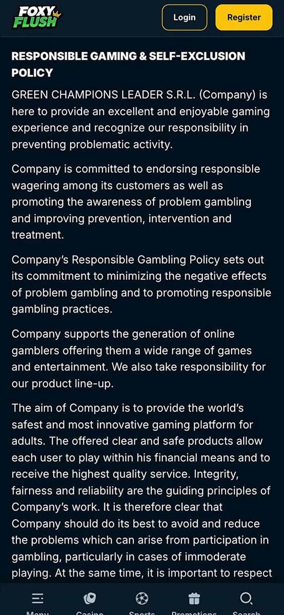 FoxyFlush Casino Responsible Gambling Tools