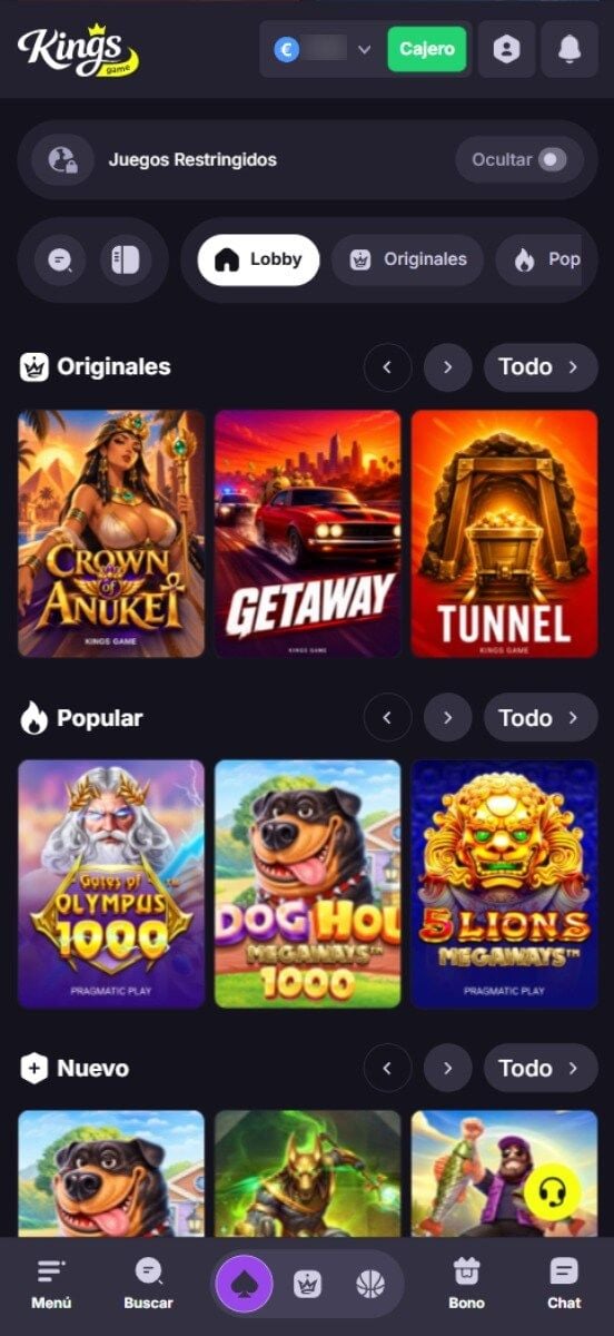 Kings Game Casino Juegos
