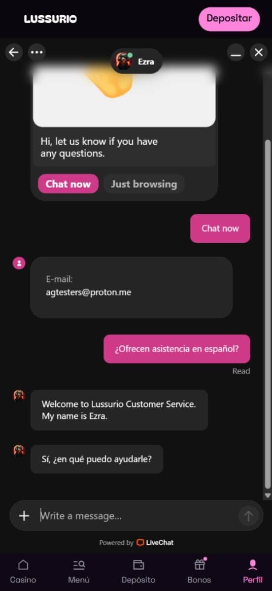 Lussurio Casino atención al cliente