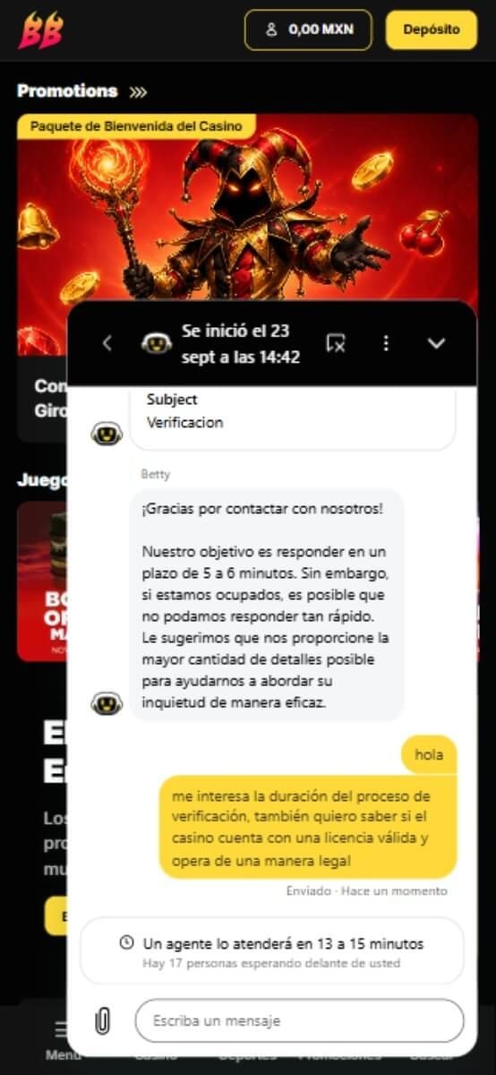 BetBluff Casino atención al cliente