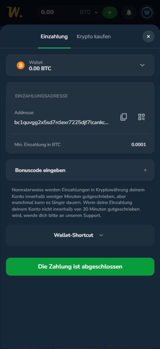 Winz.io Casino Einzahlungen