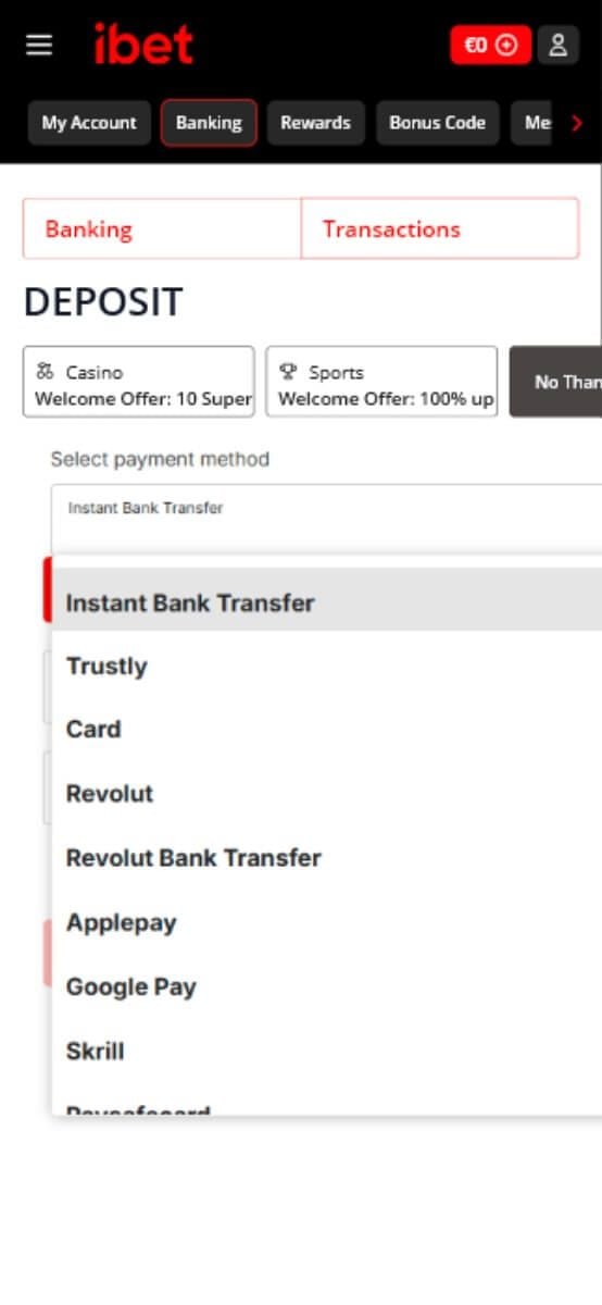 ibet Casino Payments