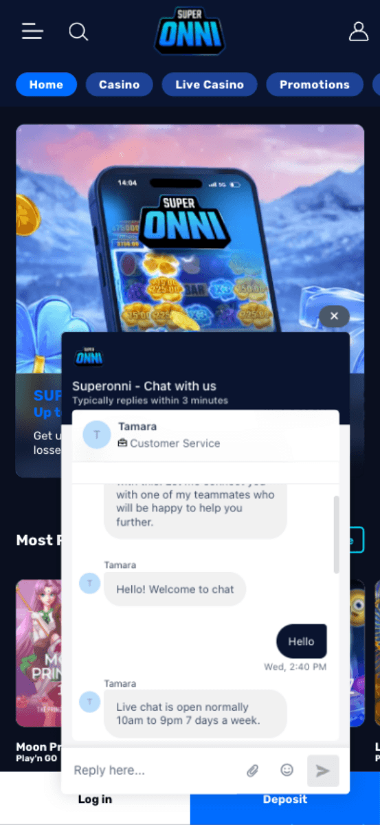 SuperOnni Casino Support