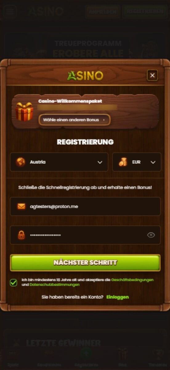 Asino Casino Registrierung