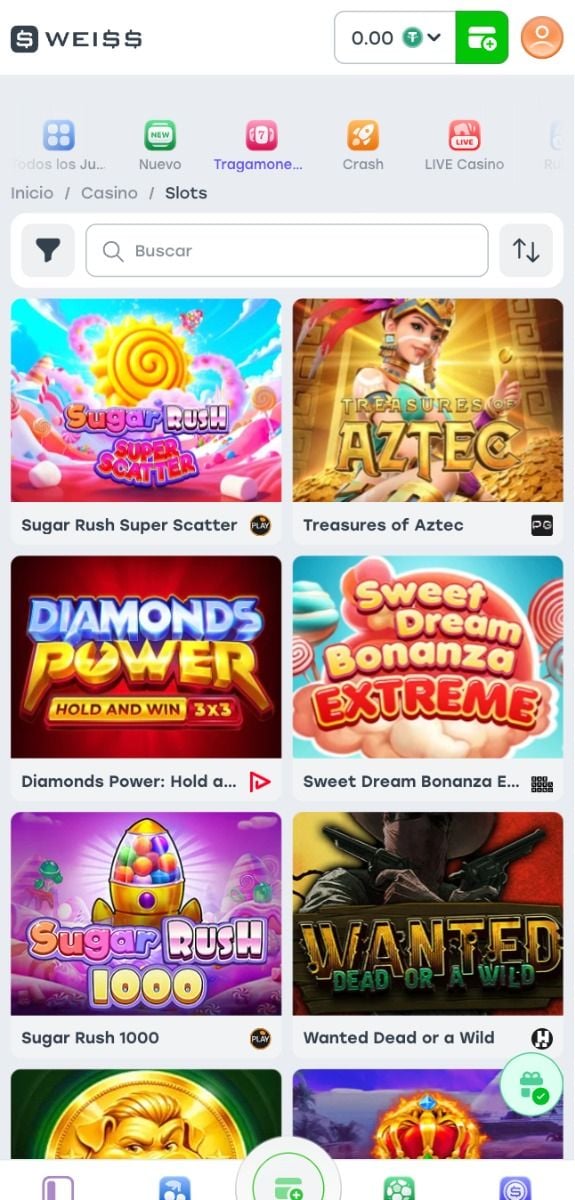 Weiss Casino juegos