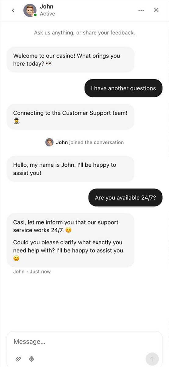 Ozzybet Casino Support