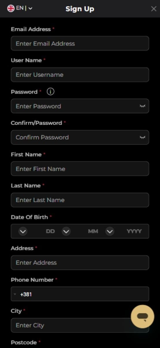 Slotstake Sign Up 
