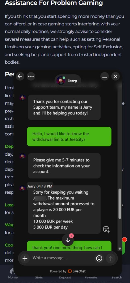 jeetcity casino support