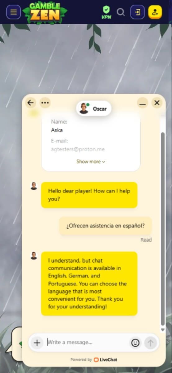 Gamblezen Casino Atención al cliente