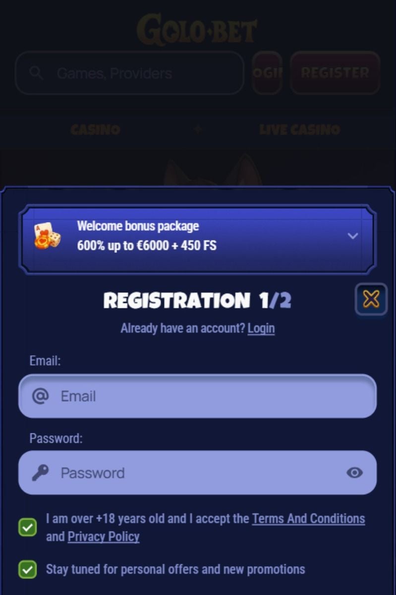 golobet casino registration