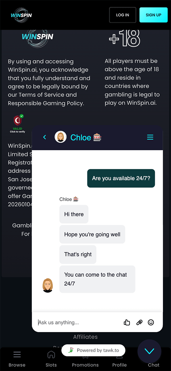 WinSpin Casino Support