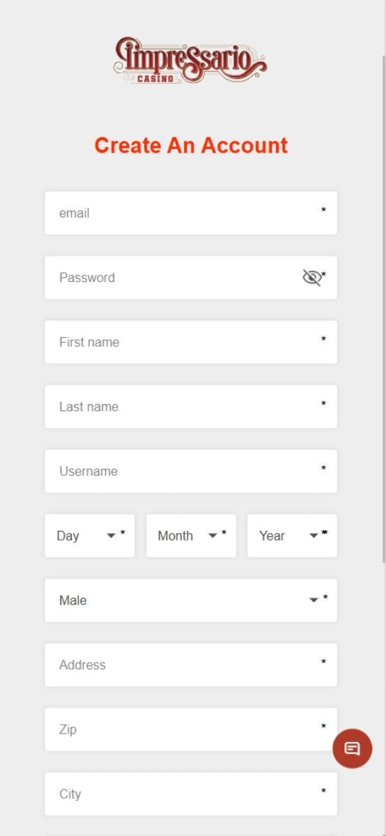 impressario registration form