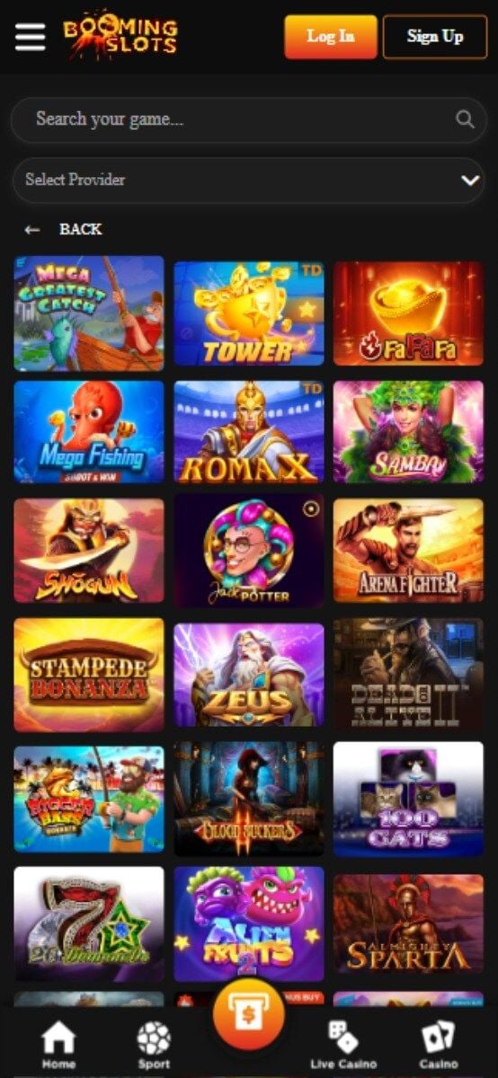 BoomingSlots Casino juegos