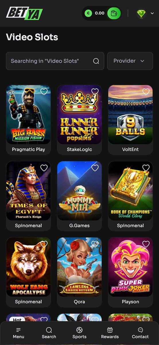 Betya Casino Games Lobby