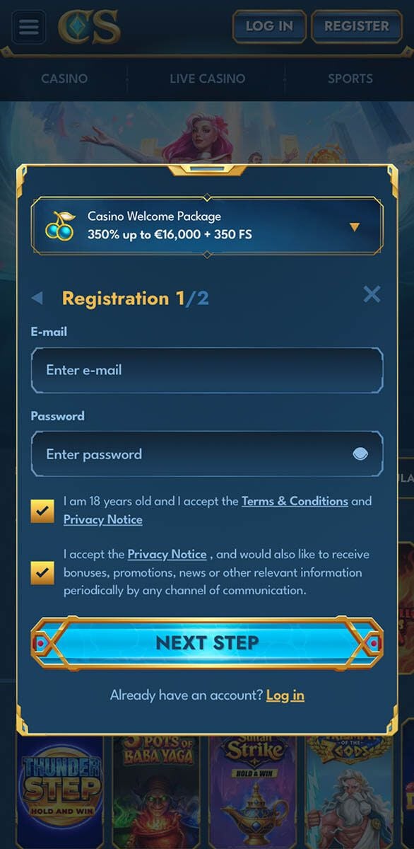 Casea Casino Registration Form