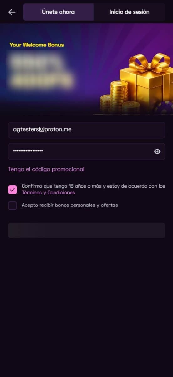 Lussurio Casino formulario de registro