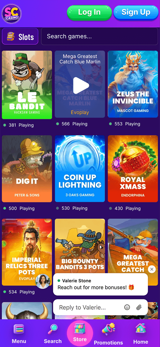 Sweepstake Casino Games Lobby
