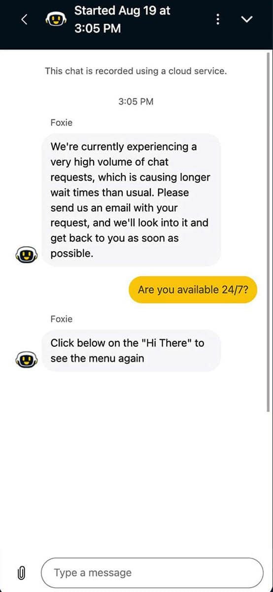 FoxyFlush Casino Support