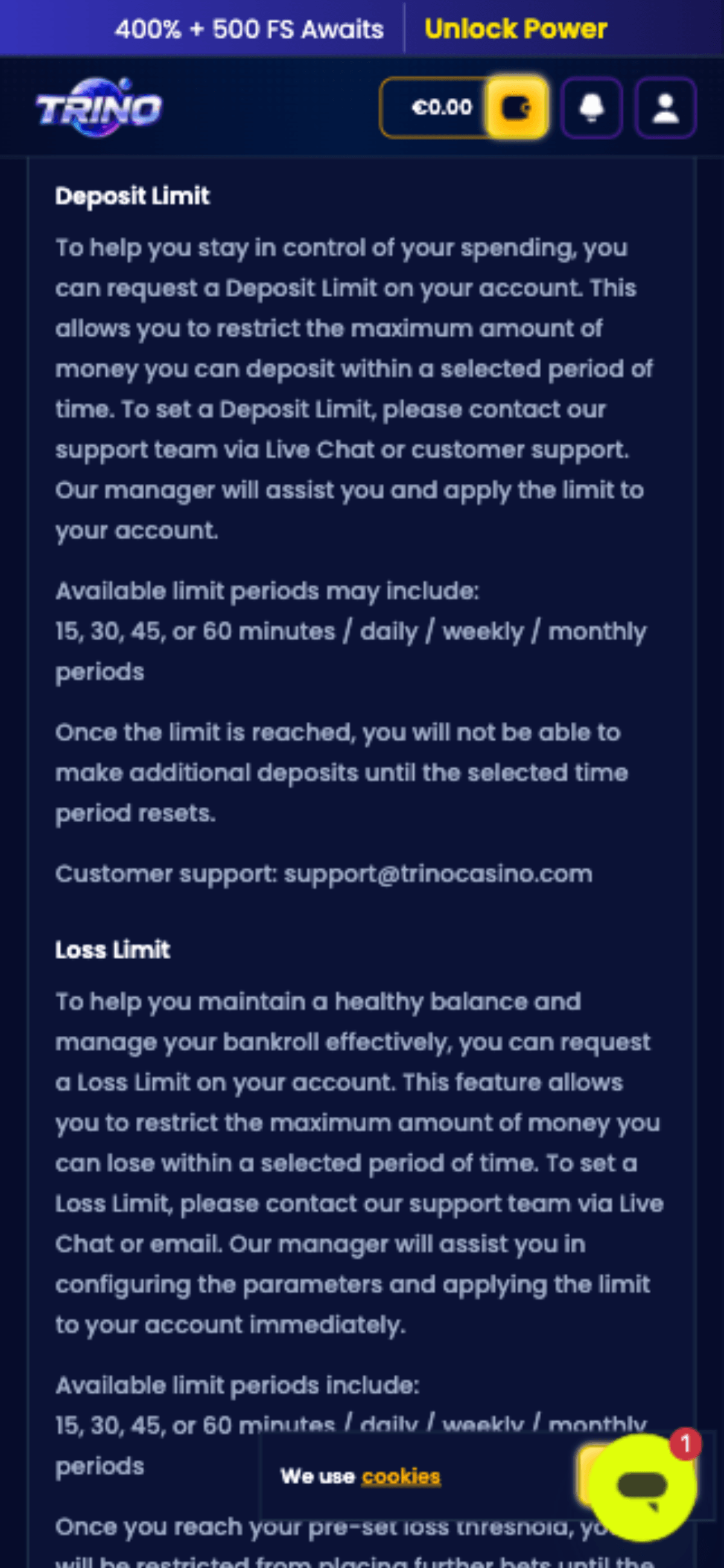 Trino Casino Responsible Gambling Tools